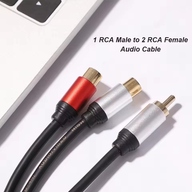 0.3M Gold Plated RCA 1 To 2 Jack Y Splitter Adapter Extension Cord Audio Cable for TV DVD Player Subwoofer Amplifier Speaker