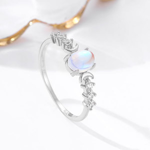 Haut de gamme luxe 925 en argent sterling lune diamant pierre de lune anneaux pour femmes bague de mariage Fine 925 bijoux en argent en gros - Product Image 3