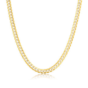 18k纯金链4毫米5毫米6毫米女男士项链奢华珠宝厚长古巴链24英寸 - Product Image 1