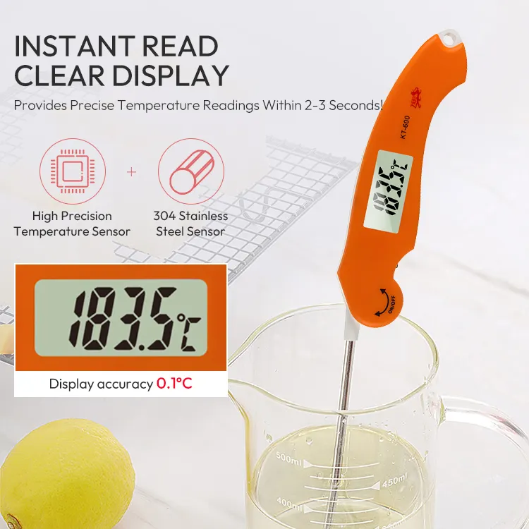 Sonda Display LCD pieghevole lettura istantanea Barbecue carne cottura Grill forno BBQ termometro per alimenti digitale per uso domestico per cucina