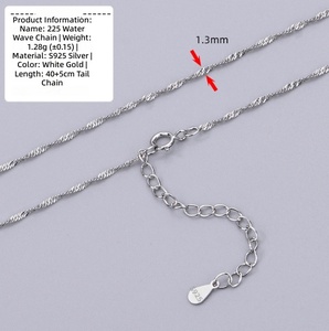 S925 in <span class=keywords><strong>argento</strong></span> Sterling <span class=keywords><strong>40</strong></span> + 5 <span class=keywords><strong>cm</strong></span> a catena con onda d'acqua avanzata serpente scatola di catene incrociate da donna - Product Image 6
