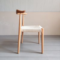 Chaise de salle à manger tressée en tournesol, chaise de salle à manger nordique en bois massif avec demi-accoudoirs, chaise en bois de bouleau