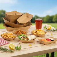 Petit plateau en forme de bateau en papier, boîte en papier kraft jetable pour les collations, les bonbons et le pop-corn des enfants