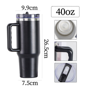 Hot 40 oz Copa de acero inoxidable en estilo <span class=keywords><strong>Messi</strong></span> 100% Vaso aislado a prueba de fugas con mango Pajita y tapa abatible Botella de vacío - Product Image 6