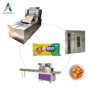 Scherpe Cookies Koekjes Maken Productielijn Biscuit Bakken Oven Biscuit Verpakking Machine Prijs