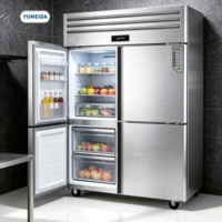 Congelador Comercial de Cuatro Puertas, Refrigerador Vertical de Acero Inoxidable, Equipo de Refrigeración para Cocina de Hotel, Suministro de Fábrica