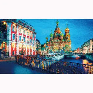 帆布钻石画上的数字印刷壁画美丽的圣彼得堡可定制设计任何尺寸的壁画