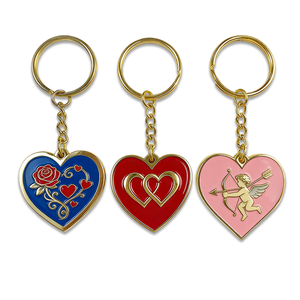 Love Themed Metal Keychains Enamel Heart Rose Cupid Key Ring for Romantic Occasions