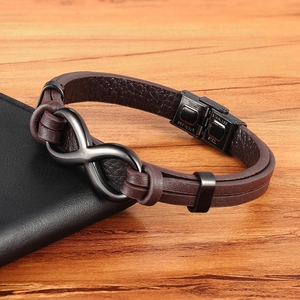 Bracciale in Pelle e Acciaio Inossidabile con Logo Infinito, Motivo Speciale Popolare, Bracciale da <span class=keywords><strong>Uomo</strong></span> Fai-da-Te Regolabile <span class=keywords><strong>per</strong></span> Regalo di <span class=keywords><strong>San</strong></span> <span class=keywords><strong>Valentino</strong></span> - Product Image 4