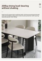Ensemble table et chaises de salle à manger moderne en bois de noyer et pierre blanche, écologique et durable, capacité 6 personnes, pour mobilier de salle à manger