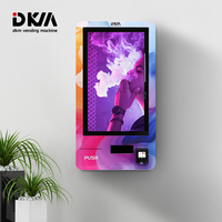 Distributeur automatique de cigarettes mural compact DKM avec écran tactile 32 pouces et lecteur de carte pour vérification de l'âge.