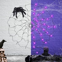 Guirlande lumineuse LED pour Halloween Toile d'araignée Décoration LED Fantôme pour intérieur extérieur Maison hantée Festival Fête Vacances
