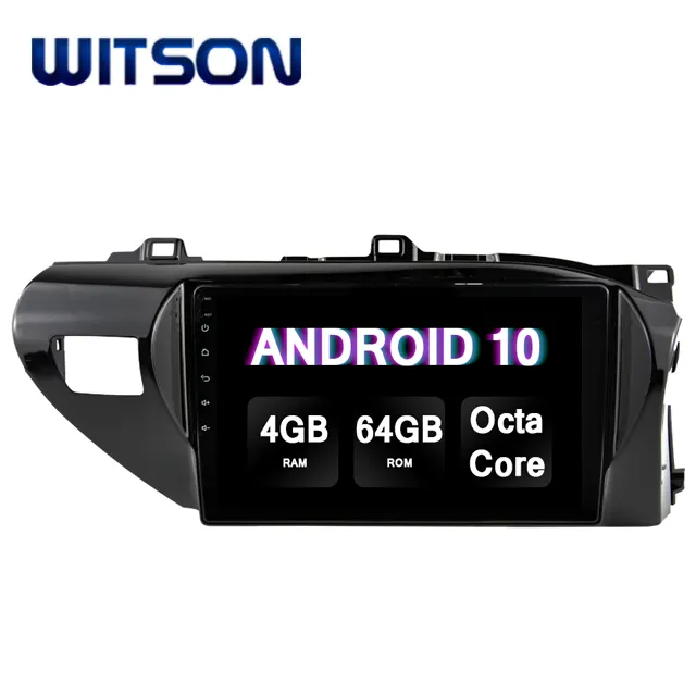 Witson Android 10.0 Auto <span class=keywords><strong>Gps</strong></span> Navigatie Dvd-speler Voor Toyota 2016 <span class=keywords><strong>Hilux</strong></span> Rhd 4 Gb Ram 64 Gb Flash Grote scherm In Auto Dvd-speler