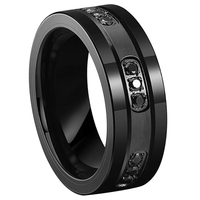 Bagues en carbure de tungstène avec incrustation de CZ noir de Cheng Jewelers, bagues de mariage romantiques pour hommes, cadeaux