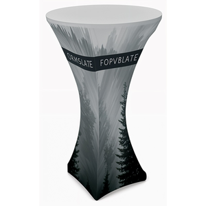 Printed Spandex Cocktail <b>Table</b> <b>Cover</b> with Full Surface Custom Branding and Washable Fabric for Event Production Supply - Product Image 1