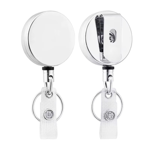 Wholesale Retractable Metal Wire Keychain Pull Badge Reel Heavy Duty ID Lanyard <b>Name</b> Tag Card Holder Key <b>Ring</b> Outdoor Tool - Product Image 4