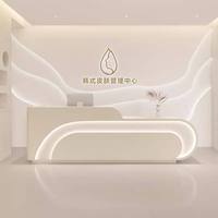 YS-0849 Bureau d'accueil moderne en bois durable avec éclairage LED et hauteur réglable pour hôtels, écoles, boutiques, centres commerciaux