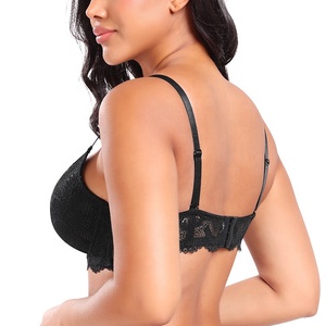 Lingerie pour femmes <span class=keywords><strong>grande</strong></span> <span class=keywords><strong>taille</strong></span> de style français, <span class=keywords><strong>soutien</strong></span>-<span class=keywords><strong>gorge</strong></span> rembourré push-up, bretelles réglables, <span class=keywords><strong>soutien</strong></span>-<span class=keywords><strong>gorge</strong></span> à armatures, lingerie sexy en dentelle noire en stock - Product Image 4