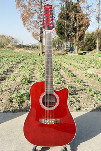 <span class=keywords><strong>Chitarra</strong></span> Elettroacustica a 12 Corde di Alta Qualità, Finitura Lucida, Colore Rosso Vino, con Pickup 7545, Marca Aiersi - Product Image 2