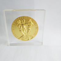 Plaque commémorative personnalisée en acrylique transparent avec pièce de monnaie métallique intégrée, plaque de défi, presse-papiers en résine, trophée commémoratif, cadeau