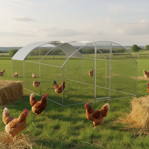 Poulailler Dôme Grand Format avec Clôture Intégrée, Couverture Imperméable Anti-UV, Tube de 1 Pouce, pour Utilisation Extérieure en Ferme, 9,84 x 19,68 Pieds - Product Image 2