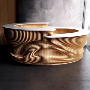 Mostrador de Recepción de Madera de Lujo Moderno para Edificios de Oficinas, Salones, Sótanos, Tiendas, Hoteles, Clínicas - Kiosco de Recepción Personalizado ODM - Product Image 1