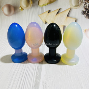 Dildos de Cristal de Cuarzo Rosa Pulido a Mano, Varita de Masaje de Ágata Musgosa, Tapones Anales de Obsidiana Negra para el Placer Femenino - Product Image 1