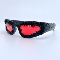 20896 Kacamata Hitam Punk Cat Eye Karet Buatan Tangan Terbaru untuk Wanita & Pria, Cocok untuk Pesta 2026