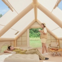 Tente de camping gonflable en PVC imperméable pour 8 à 12 personnes, utilisation en extérieur quatre saisons avec ouverture automatique rapide