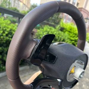 Cuir marron pour volant AMG pour Mercedes Benz W223 W253 W213W205 W222 <span class=keywords><strong>W206</strong></span> W213 E63 AMGVolant avec palettes de changement de vitesse - Product Image 5