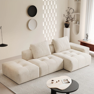 Canapé d'angle en tissu doux de style crème, grand format, pour <span class=keywords><strong>villa</strong></span>, moderne, élégant, haut de gamme, design, pour <span class=keywords><strong>la</strong></span> maison - Product Image 4