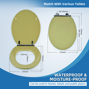 Modern Round MDF <strong>Toilet</strong> <strong>Seat</strong> <strong>Quick</strong> <strong>Release</strong> Soft Close Model, Glossy Avocado Green Paint Wood <strong>Toilet</strong> Cover - Product Image 4