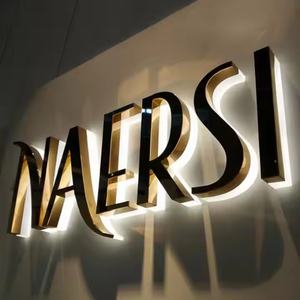 علامة Winbo المخصصة للشركات التجارية ثلاثية الأبعاد ، لافتة لوحة ، Led بإضاءة خلفية معدنية ذهبية أكريليك بإضاءة ليد ، لافتة مضيئة - Product Image 3