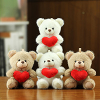Songshan Toys Pluche Dierenknuffel Valentijnscadeau Tas Charm Schattig Klein Rood Hart Liefdes Teddybeer Pluche Sleutelhanger 10cm voor Meisjes