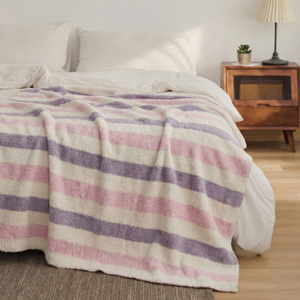 Plaids en tricot légers et douillets à rayures en fil <span class=keywords><strong>de</strong></span> plumes, moelleux, pour <span class=keywords><strong>canapé</strong></span>, lit, chaise, voyage, pique-nique, chauds et doux - Product Image 1