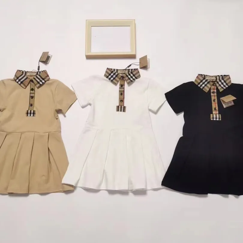 2023 yeni kapüşonlu kız elbise tasarımcı çocuk giyim toptan kısa kollu Midi pembe % 100% pamuk çocuk giysileri bahar