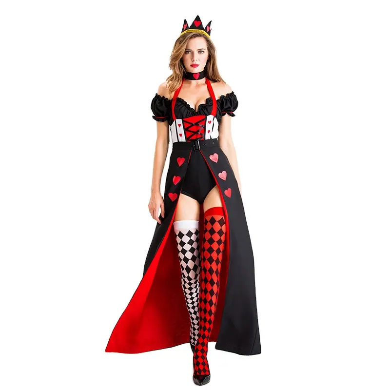 Kadın cadılar bayramı kostüm Poker şeftali kraliçe kostüm yetişkin Alice In Wonderland kıyafet