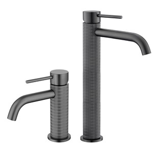 Rubinetto <span class=keywords><strong>per</strong></span> Lavabo da Appoggio in Rame Dorato Rosa, Design Artistico, <span class=keywords><strong>per</strong></span> <span class=keywords><strong>Bagno</strong></span> Domestico, Modello Elevato Grigio Canna di Fucile - Product Image 2