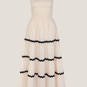 Vestido Midi Casual de Verano para Mujer, de Lino y Algodón, con Bordado Floral y Encaje, Estampado Sólido Natural, Gran Venta - Product Image 4