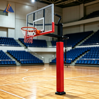 Panier de basket extérieur robuste en acier à hauteur réglable avec panneau en verre trempé pour écoles - Offre spéciale