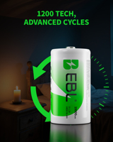Pilas Recargables EBL D de 10000mAh Ni-MH de Alta Capacidad, Paquete de 4 Unidades en Empaque Nuevo