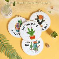 Nouveau Kit de Broderie DIY Personnalisable Écologique : Lettres Florales, Palmiers, Cactus, Fleurs, Broderie Murale
