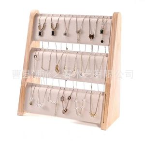 Grand présentoir incliné à trois rangées pour bracelets, support pour colliers et pendentifs, présentoir à bijoux à trois niveaux, accessoire de présentation de bijoux pour vitrine - Product Image 3