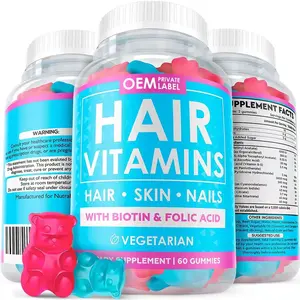 Gomas de vitamina do cabelo para o crescimento normal do cabelo & das unhas com vitamina C do Vegan, B12, biotina, zinco,