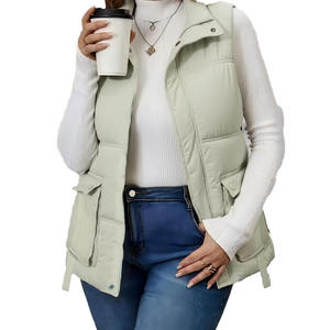 Women Padded Utility Vest Sleeveless Cargo Jacket Multi Pocket Winter Outerwear - Product Image 1
