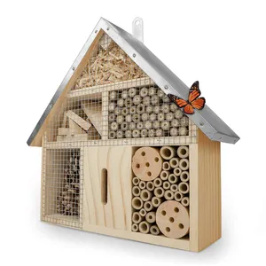 Mason Insect Bee Butterfly House Insect Hotel Outdoor Hanging Bamboo Habitat Wooden Bee House For Bee
