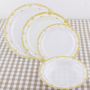 7.5 "10.25 \" Assiette à dîner ronde en plastique dur PS Western avec dentelle en or blanc écologique et assiette à rebord doré - Product Image 2
