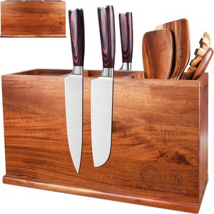 Porte-couteaux magnétique en bois, support de rangement multifonctionnel pour couteaux de cuisine en bois massif, planche à découper en bois d'acacia - Product Image 2