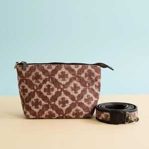 Hand Block Print Jute Sling Bag Wholesale Geometric Boho <b>Shoulder</b> Purse Detachable <b>Strap</b> Clutch Export India - Product Image 3