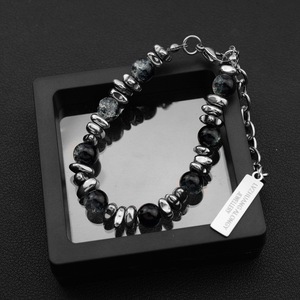 Hot Selling Simple Retro Design Hematite <b>Beaded</b> <b>Bracelet</b> Titanium Steel Temperamental Women's <b>Bracelets</b> Trendy Jewelry Wholesale - Product Image 2
